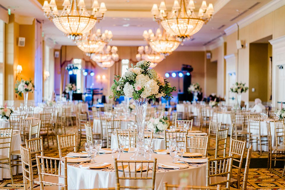 Photo of elaborately decorated dining room for wedding