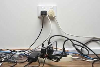 Photo of overloaded electrical outlet