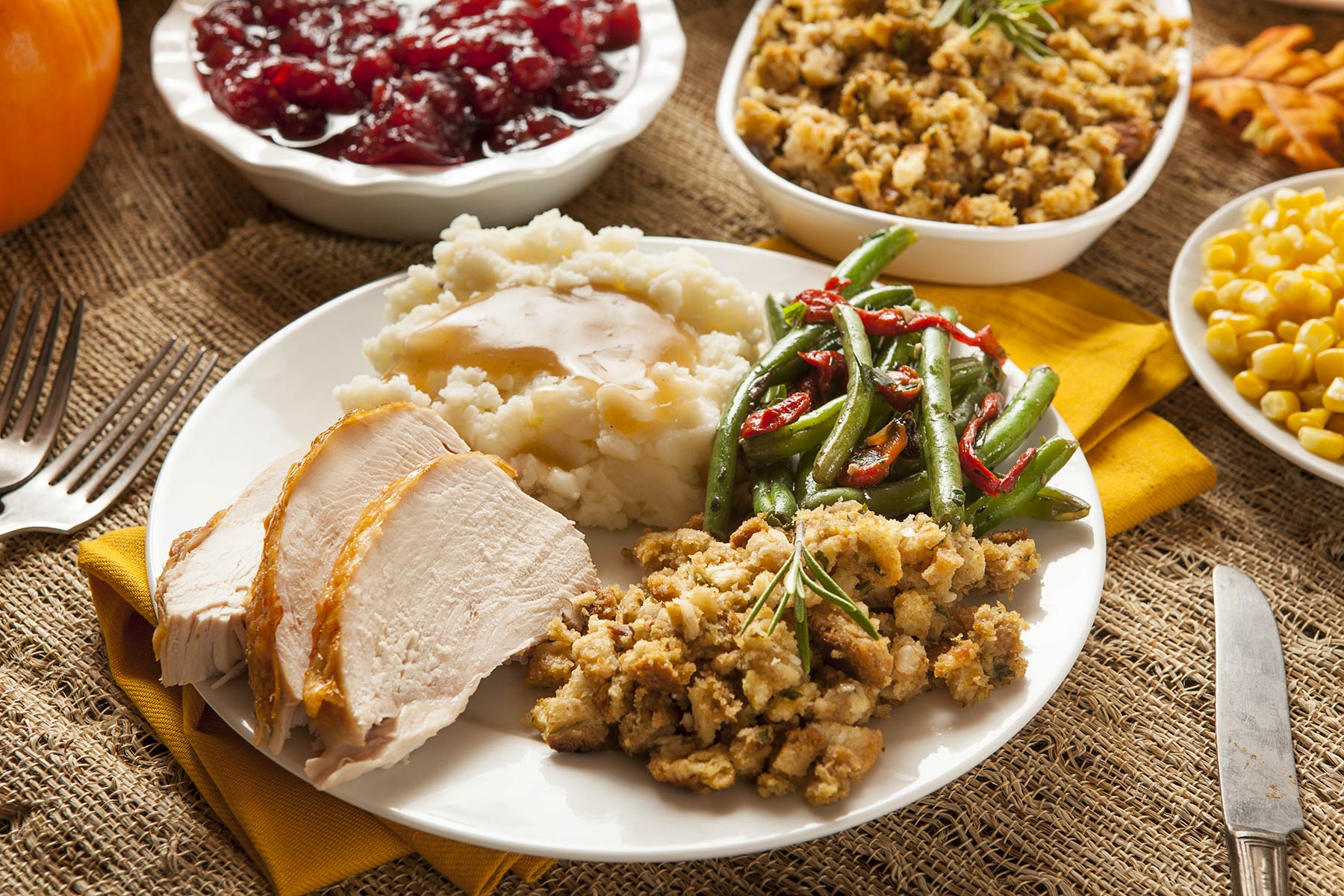 Photo of a Thanksgiving meal with all the fixin's