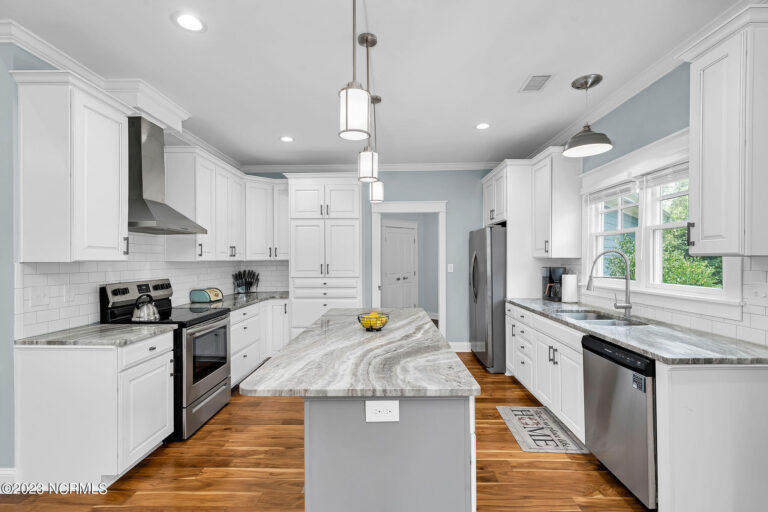 interior of kitchen with grey walls