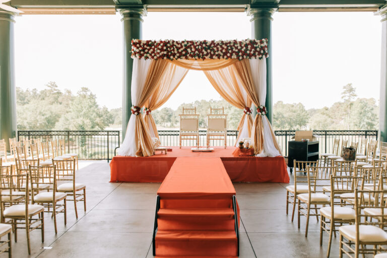 Indian wedding decorated on wedding terrace
