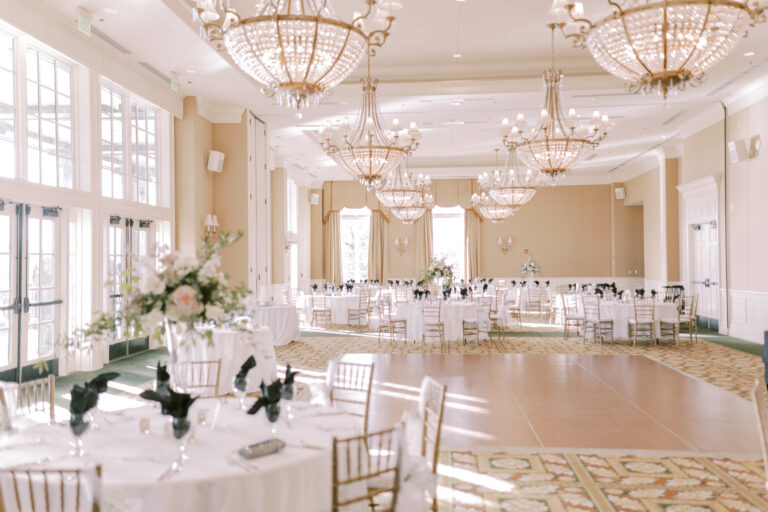 Ballroom interior decorated for a wedding