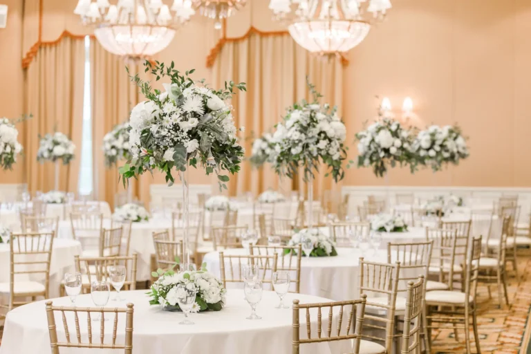 ballroom decorated for a wedding